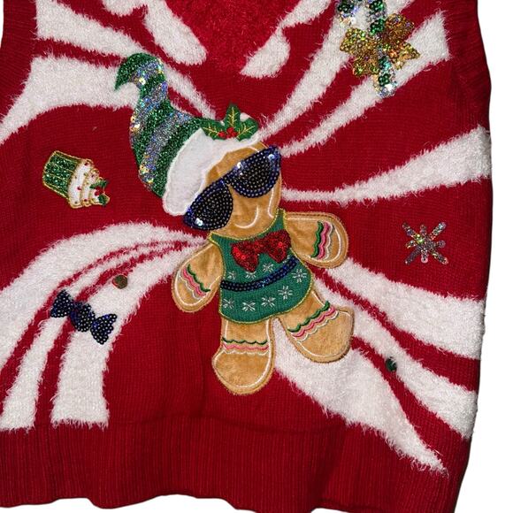 33 Degrees Peppermint Swirl Gingerbread Man Ugly Christmas Sweater Vest Size XS - Picture 5 of 8